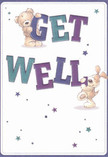 This cheerful get well card is brimming with the lightness and kindness that defines Hanwell's welcoming corners. Two animated companions-a sweet teddy bear and a floppy-eared puppy-interact joyfully with oversized, vividly coloured lettering that declares their message loud and clear. The text, layered in rich indigo and teal, is accentuated by playful starbursts in soft blue, purple, and aquamarine, setting an optimistic tone against a calm cream-white background. The bear's fur is rendered with inviting fluffiness, and the puppy's ears are velvet-soft, evoking the tactile comforts of home after an afternoon walking along the River Brent. The overall atmosphere is as uplifting as receiving a bespoke bouquet from Hanwell Florist, destined to bring a moment's brightness to Oaklands or Elthorne Heights. Crafted with the same careful detail and warmth as a hand-delivered bouquet, this card radiates hope and genuine encouragement-perfect for sending heartfelt wishes to anyone recovering in Hanwell or beyond.